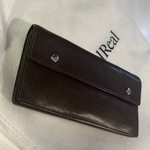 Like New Authentic Louis Vuitton Wallet Brown Saffiano Leather Italian - Picture 7 of 16